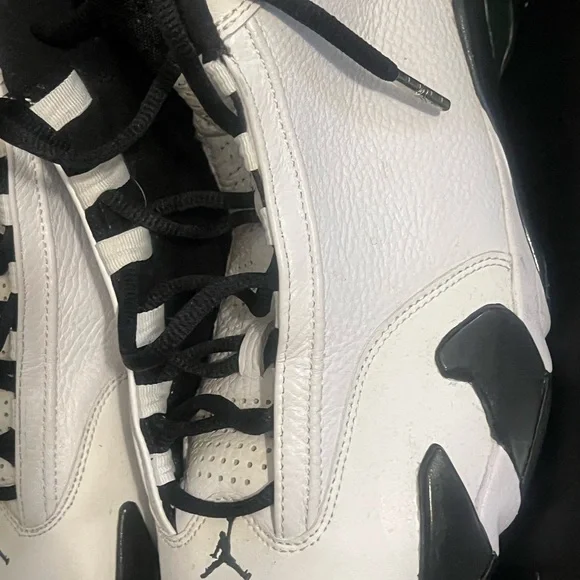 Jordan White and Black High-Top Sneakers with Leather Overlays - Picture 3 of 12